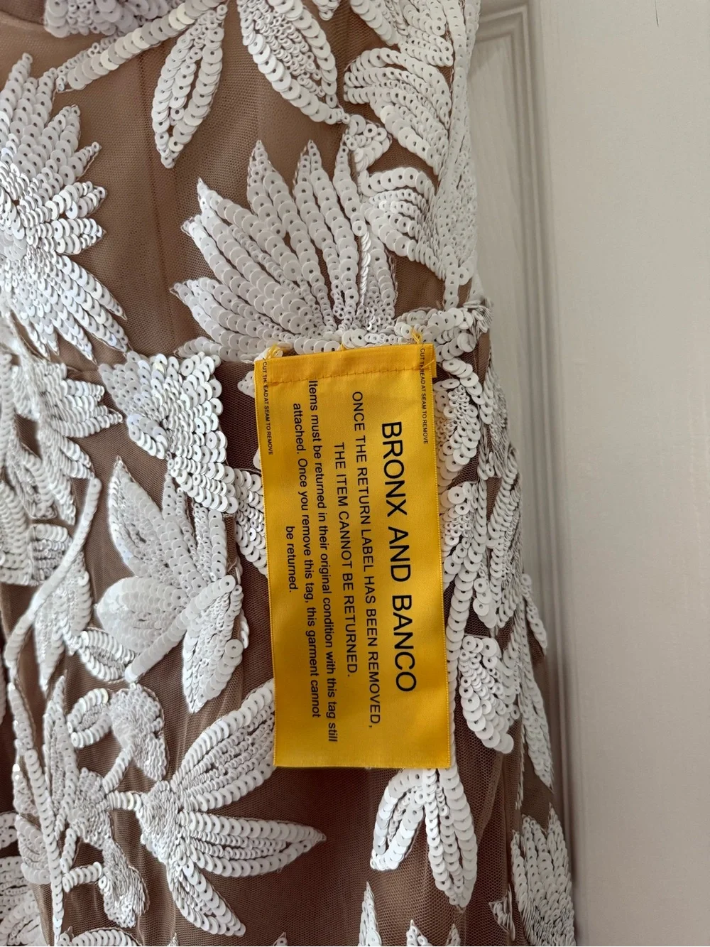 Bronx & Banco Dahlia Sequin Lace Embellished Strapless Dress White NEW with tags - Picture 7 of 10